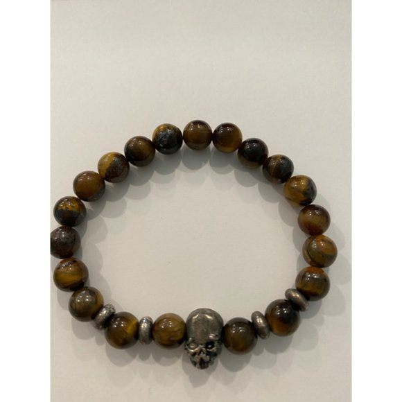 Tigers Eye bead and skull bracelet - Picture 1 of 1